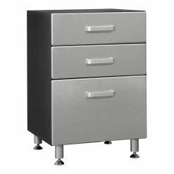 Best Pirce โ Tuff Stor 23.5" 3-drawer Contemporary Wood Garage Base Cabinet In Silver/Black โค๏ธ