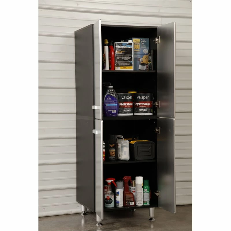 Outlet ๐ Tuff Stor 23.5" 4-door Contemporary Wood Garage Storage Cabinet In Silver/Black ๐ 8 Outlet ๐ Tuff Stor 23.5" 4-door Contemporary Wood Garage Storage Cabinet In Silver/Black ๐ - Image 8