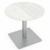 Deals ⌛ Skutchi Designs Inc 3 Person Round Conference Table Square Brushed Aluminum Base 34" White Cypress 😀