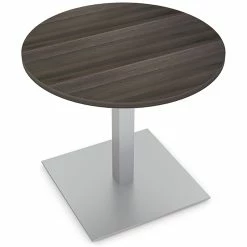 Flash Sale 🌟 Skutchi Designs Inc 3 Person Round Conference Table Square Brushed Aluminum Base 34" Black Oak 😍