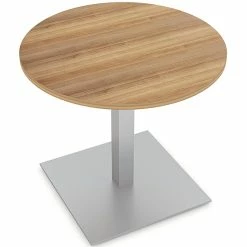 Hot Sale 🎁 Skutchi Designs Inc 3 Person Round Conference Table Square Brushed Aluminum Base 34" Driftwood 👍