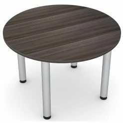 Deals 🥰 Skutchi Designs Inc 3 Person Round Conference Table Metal Post Legs 34" Engineered Wood Black Oak 🌟