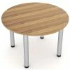 Cheapest 🛒 Skutchi Designs Inc 3 Person Round Conference Table Metal Post Legs 34" Engineered Wood Driftwood 😀