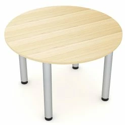 Cheapest 👏 Skutchi Designs Inc 3 Person Round Conference Table Metal Post Legs 34" Engineered Wood Maple 🔥