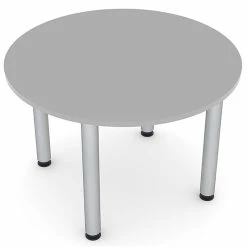 Discount 🤩 Skutchi Designs Inc 3 Person Round Conference Table Metal Post Legs 34" Engineered Wood Light Gray 🎁