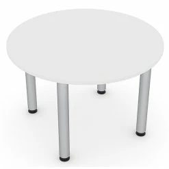 Wholesale 👏 Skutchi Designs Inc 3 Person Round Conference Table Metal Post Legs 34" Engineered Wood White 🔔