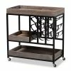 Wholesale 🔥 Baxton Studio Laine Charcoal Finished Wood And Black Metal Wine Cart ⌛