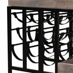 Wholesale 🔥 Baxton Studio Laine Charcoal Finished Wood And Black Metal Wine Cart ⌛ -Guest Chairs Sales 2451517 4 L