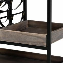 Wholesale 🔥 Baxton Studio Laine Charcoal Finished Wood And Black Metal Wine Cart ⌛ -Guest Chairs Sales 2451517 5 L