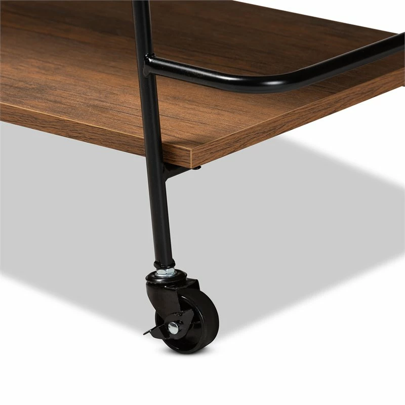 Discount ๐ Baxton Studio Bernard Rustic Black Metal And Walnut Finished Wood Wine Bar Cart โ 5 Discount ๐ Baxton Studio Bernard Rustic Black Metal And Walnut Finished Wood Wine Bar Cart โ - Image 5