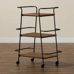 Discount ๐ Baxton Studio Bernard Rustic Black Metal And Walnut Finished Wood Wine Bar Cart โ 16 Discount ๐ Baxton Studio Bernard Rustic Black Metal And Walnut Finished Wood Wine Bar Cart โ -Guest Chairs Sales 2451583 8 L