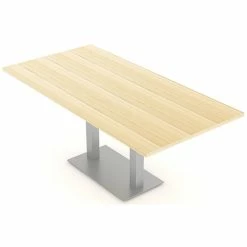 Budget 🤩 Skutchi Designs Inc 6 Person Conference Table 6' Rectangle Laminate Top Square Metal Base Maple 👏