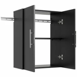 Outlet 😍 Pemberly Row Transitional 24" Upper Wooden Garage Storage Cabinet In Black 👏 -Guest Chairs Sales 2452071 11 L