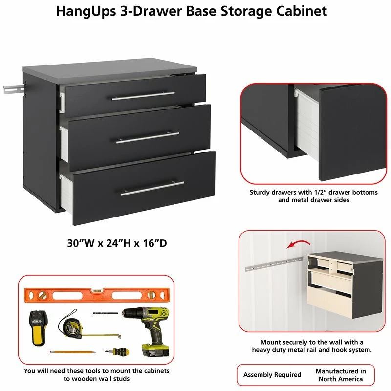 Flash Sale ๐ฅ Pemberly Row Transitional 3 Drawer Wooden Base Garage Storage Cabinet In Black ๐ฅฐ 10 Flash Sale ๐ฅ Pemberly Row Transitional 3 Drawer Wooden Base Garage Storage Cabinet In Black ๐ฅฐ - Image 10