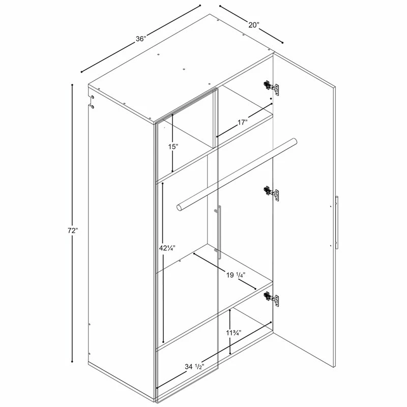 Brand new ๐ Pemberly Row Transitional Wooden Garage Storage Wardrobe Cabinet In Black ๐ 12 Brand new ๐ Pemberly Row Transitional Wooden Garage Storage Wardrobe Cabinet In Black ๐ - Image 12