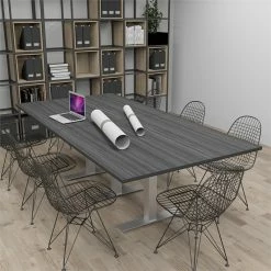 Flash Sale 🧨 Skutchi Designs Inc Large 8' Rectangular Conference Table 8 Person Metal T Bases Sea Salt 😉 -Guest Chairs Sales 2458382 3 L