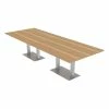 Coupon ⌛ Skutchi Designs Inc 10 Person Rectangular 4X10 Conference Table Metal Double Post Base Driftood 👏
