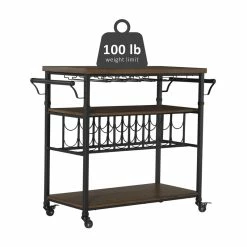 Promo ✔️ Pemberly Row Transitional Metal Bar Cart In Weathered Brown 🔔 -Guest Chairs Sales 2461010 12 L