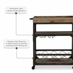 Promo ✔️ Pemberly Row Transitional Metal Bar Cart In Weathered Brown 🔔 -Guest Chairs Sales 2461010 14 L