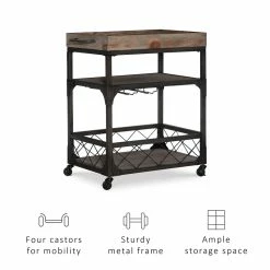 Promo ✔️ Pemberly Row Transitional Metal Bar Cart In Weathered Brown 🔔 -Guest Chairs Sales 2461010 15 L