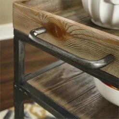 Promo ✔️ Pemberly Row Transitional Metal Bar Cart In Weathered Brown 🔔 -Guest Chairs Sales 2461010 3 L