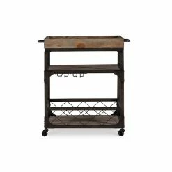 Promo ✔️ Pemberly Row Transitional Metal Bar Cart In Weathered Brown 🔔 -Guest Chairs Sales 2461010 6 L