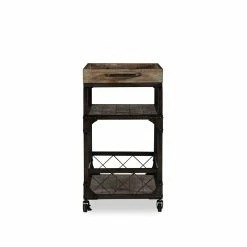 Promo ✔️ Pemberly Row Transitional Metal Bar Cart In Weathered Brown 🔔 -Guest Chairs Sales 2461010 7 L