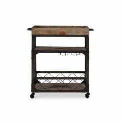 Promo ✔️ Pemberly Row Transitional Metal Bar Cart In Weathered Brown 🔔 -Guest Chairs Sales 2461010 9 L