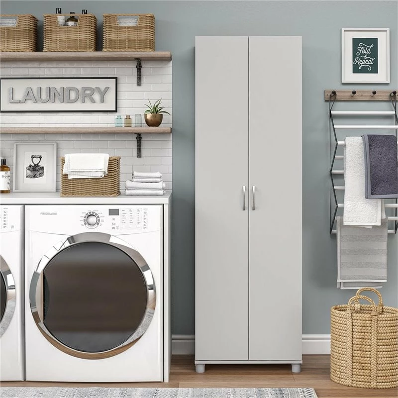 Cheap ๐ฏ Pemberly Row Transitional 24" Utility Storage Cabinet In Dove Gray โญ 2 Cheap ๐ฏ Pemberly Row Transitional 24" Utility Storage Cabinet In Dove Gray โญ - Image 2