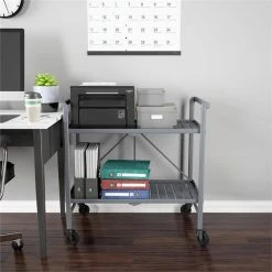 Budget 🤩 COSCO Outdoor Living Outdoor And Indoor Folding Serving Cart With Wheels In Gray ❤️ -Guest Chairs Sales 2470975 10 L