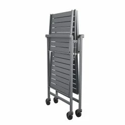 Budget 🤩 COSCO Outdoor Living Outdoor And Indoor Folding Serving Cart With Wheels In Gray ❤️ -Guest Chairs Sales 2470975 14 L