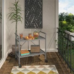Budget 🤩 COSCO Outdoor Living Outdoor And Indoor Folding Serving Cart With Wheels In Gray ❤️ -Guest Chairs Sales 2470975 17 L