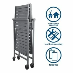 Budget 🤩 COSCO Outdoor Living Outdoor And Indoor Folding Serving Cart With Wheels In Gray ❤️ -Guest Chairs Sales 2470975 3 L