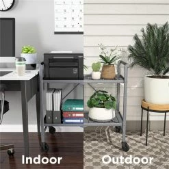 Budget 🤩 COSCO Outdoor Living Outdoor And Indoor Folding Serving Cart With Wheels In Gray ❤️ -Guest Chairs Sales 2470975 7 L