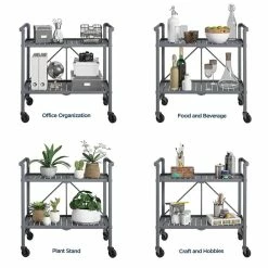 Budget 🤩 COSCO Outdoor Living Outdoor And Indoor Folding Serving Cart With Wheels In Gray ❤️ -Guest Chairs Sales 2470975 8 L