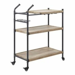 Guest Chairs Sales 22 Best deal π ACME Furniture ACME Brantley Serving Cart In Oak And Sandy Black βοΈ