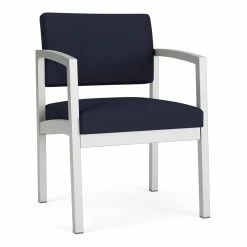 New π Lesro Lenox Steel Modern Fabric Guest Chair In Silver/Open House Navy π€©