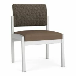 Best Pirce โ๏ธ Lesro Lenox Steel Armless Guest Chair In Silver/Adler Peppercorn/Castillo Quarry ๐