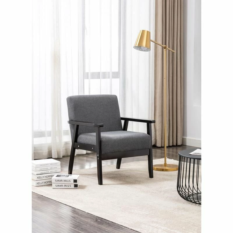 Brand new ๐ Lilola Home Bahamas Dark Gray Espresso Solid Wood Linen Fabric Modern Chair ๐ 3 Brand new ๐ Lilola Home Bahamas Dark Gray Espresso Solid Wood Linen Fabric Modern Chair ๐ - Image 3