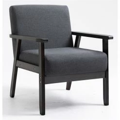 Brand new ๐ Lilola Home Bahamas Dark Gray Espresso Solid Wood Linen Fabric Modern Chair ๐