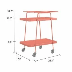 Flash Sale 👍 COSCO 2 Tier Metal Serving Cart In Coral 🔔 -Guest Chairs Sales 2474465 5 L