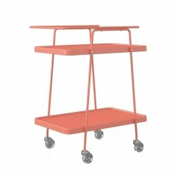 Flash Sale 👍 COSCO 2 Tier Metal Serving Cart In Coral 🔔 -Guest Chairs Sales 2474465 8 L