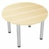 Brand new ⭐ Skutchi Designs Inc 4 Person Round Conference Table Metal Post Legs 42 Maple ⌛