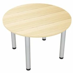 Brand new ⭐ Skutchi Designs Inc 4 Person Round Conference Table Metal Post Legs 42 Maple ⌛