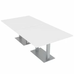 New 🛒 Skutchi Designs Inc Large 8 Rectangular Conference Table 8 Person Square Metal Base White Cypress ✨