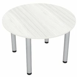 Cheapest 👍 Skutchi Designs Inc 4 Person Round Conference Table Metal Post Legs 42 White Cypress 😍
