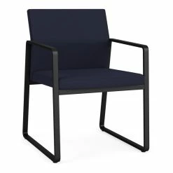 Hot Sale ✨ Lesro Gansett Modern Fabric Guest Chair In Black/Open House Navy ⭐