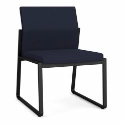 Deals ⭐ Lesro Gansett Modern Fabric Armless Guest Chair In Black/Open House Navy 😉