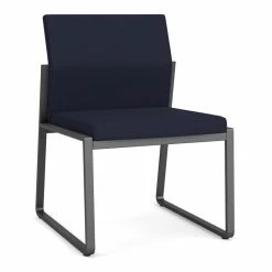 Cheap ⌛ Lesro Gansett Modern Fabric Armless Guest Chair In Charcoal/Open House Navy 🤩