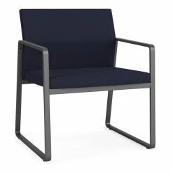 Best Pirce 🛒 Lesro Gansett Modern Fabric Oversize Guest Chair In Charcoal/Open House Navy 🌟